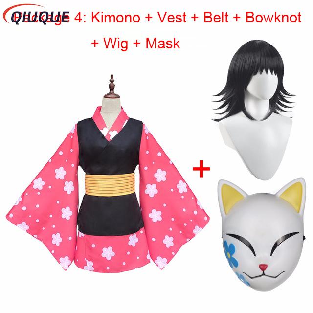 Anime Cosplay Japanese Girl - Kostium Makomo Cosplay Kimono Uniform Maska