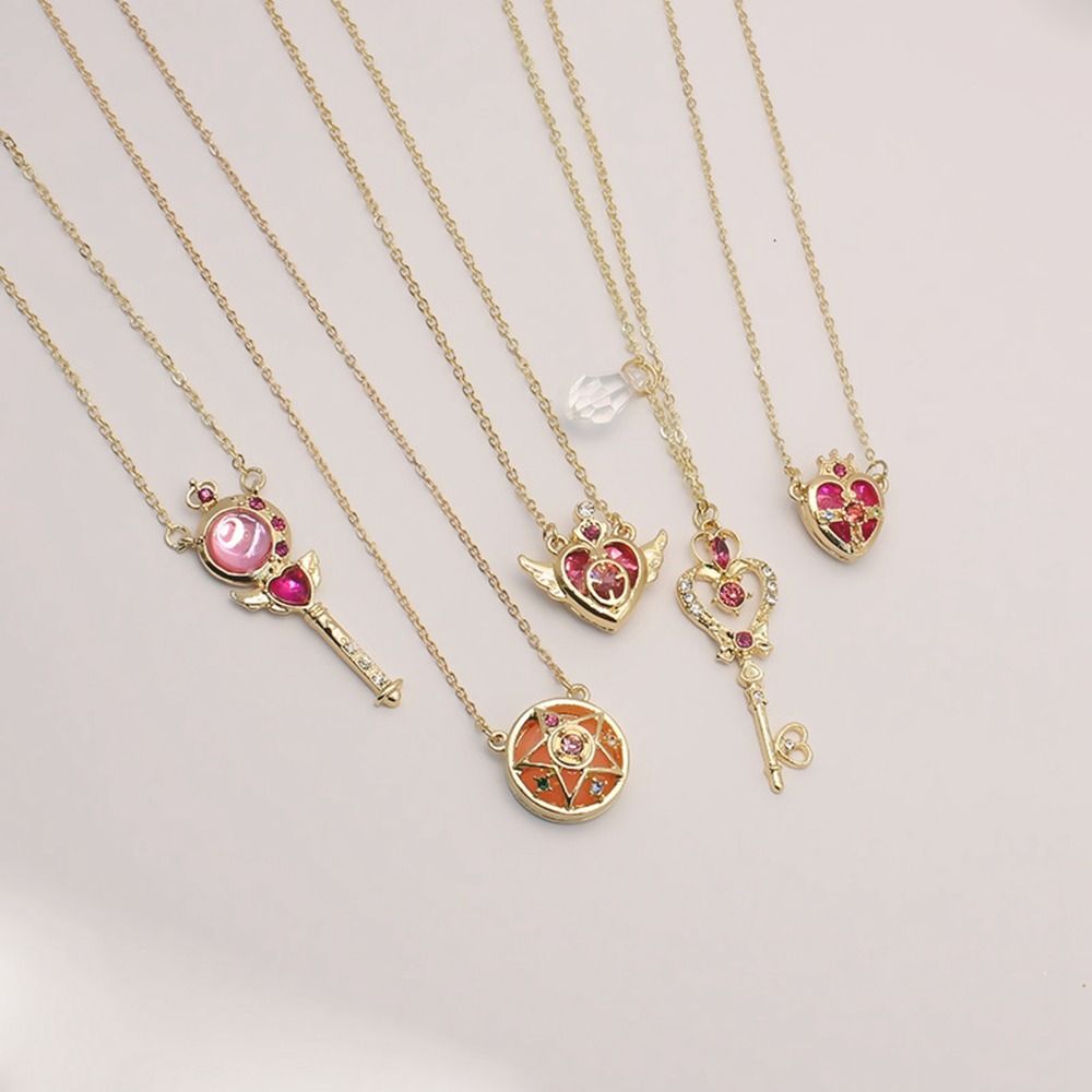 Sailor Moon Wand - Kryształowy naszyjnik Anime uroczy rekwizyty do