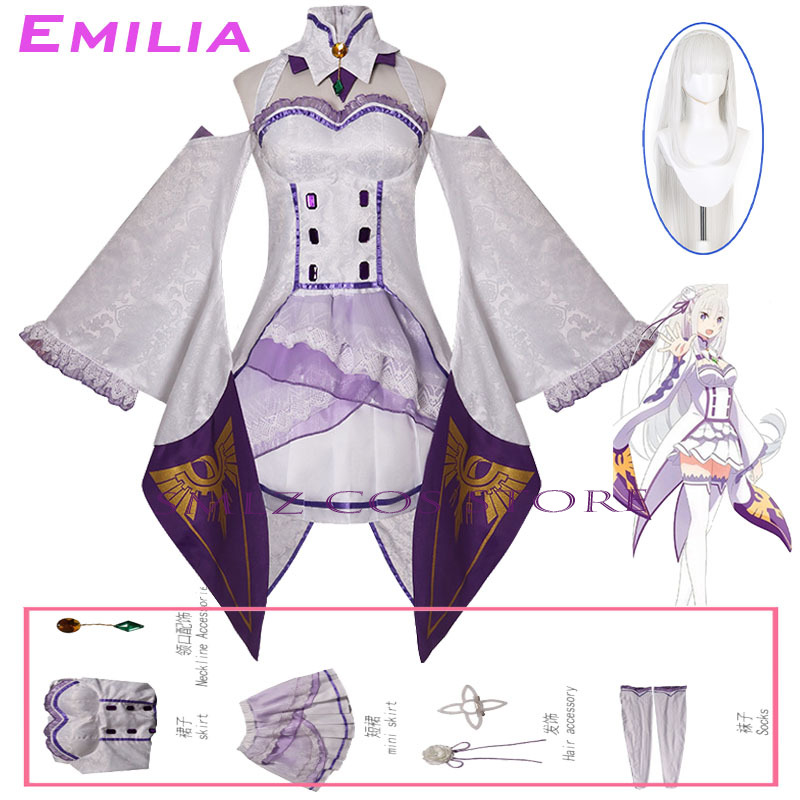 Emilia Cosplay Anime Re:Zero K – Anime Cosplay Dress For Women recenzja i cena